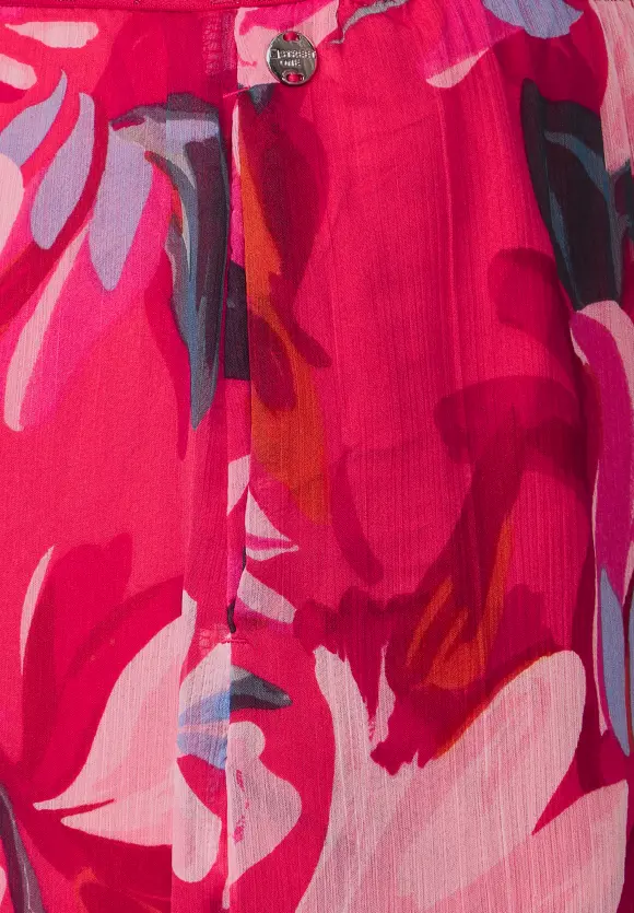 Chiffon Volant Printrock - berry rose