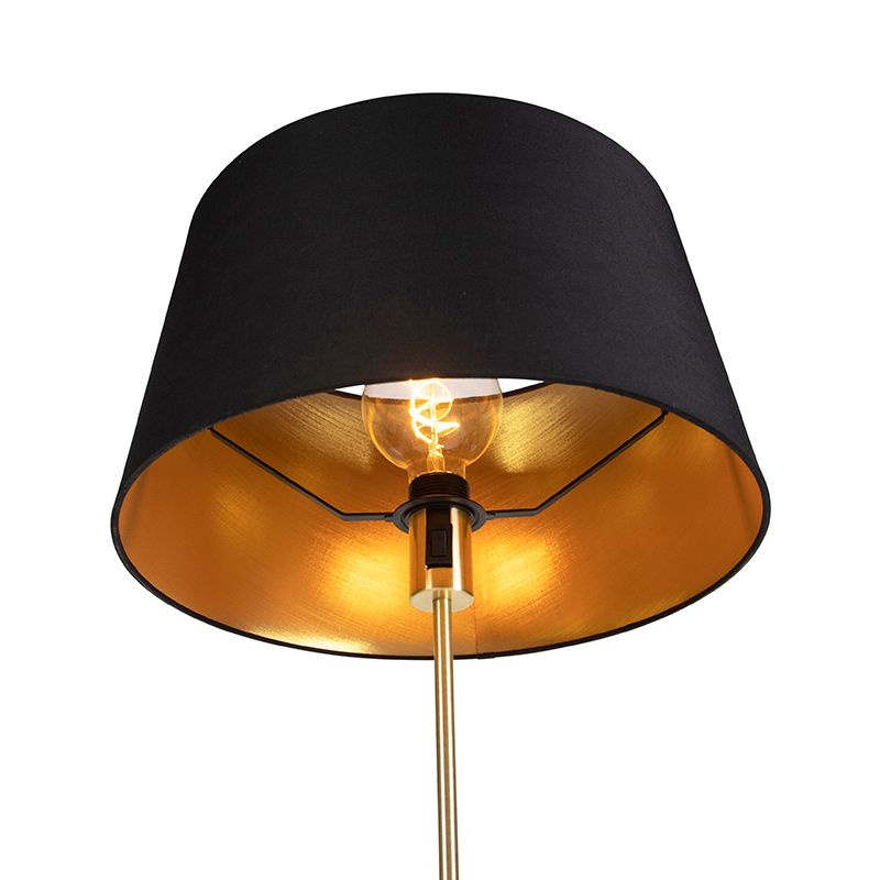 Vloerlamp goud/messing met zwarte kap 45 cm verstelbaar - Parte