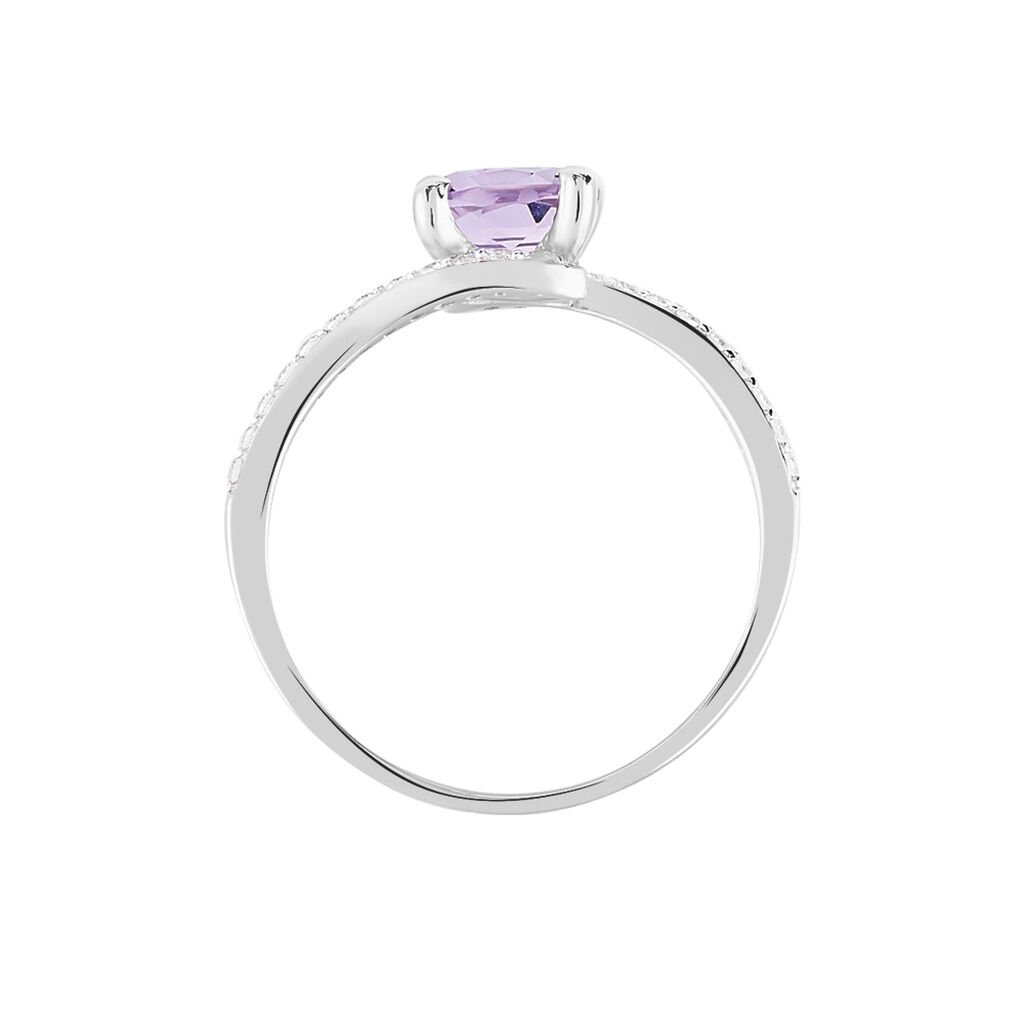 Bague Loriane Or Blanc Amethyste Et Oxyde De Zirconium