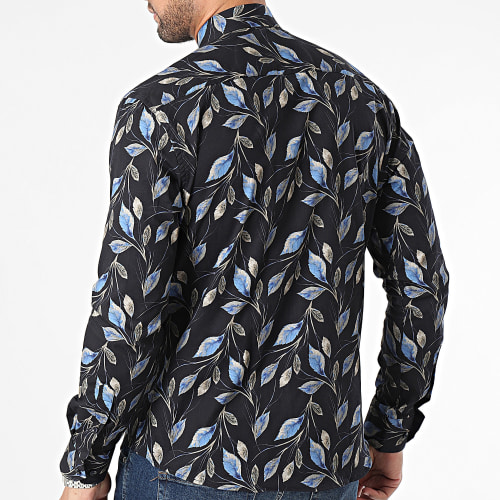 Chemise Manches Longues Noir Floral