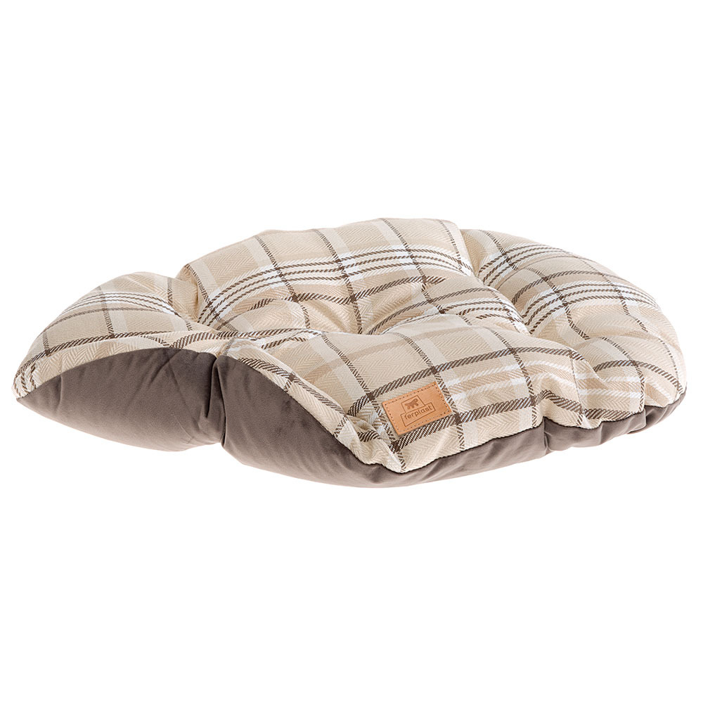Coussin rembourré pour chiens et chats scott 89/10, double-face, écossais, velours doux, lavable, marron