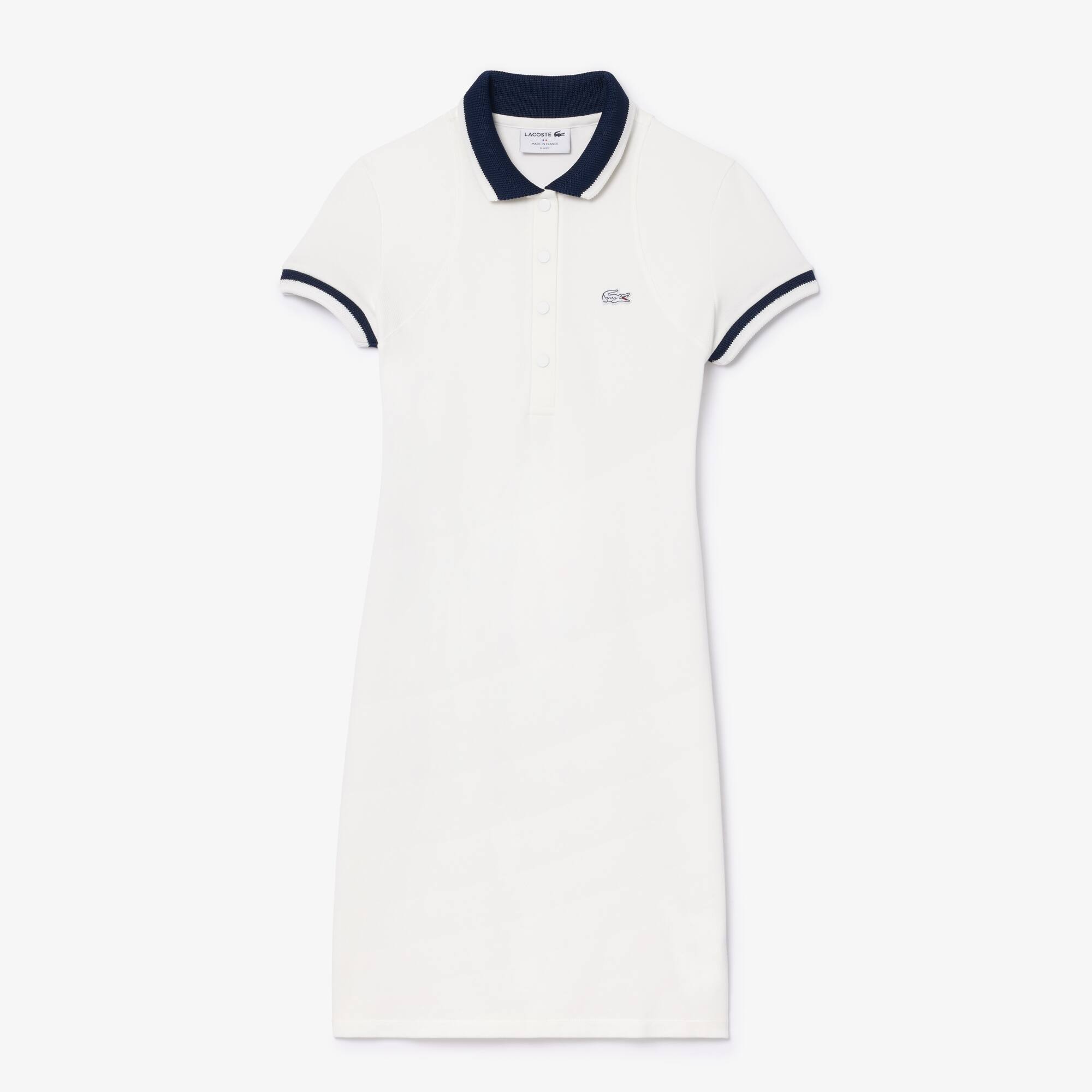 Robe en mini piqué extensible fabriquée en France Robes & Jupes - Blanc - Lacoste - Femme
