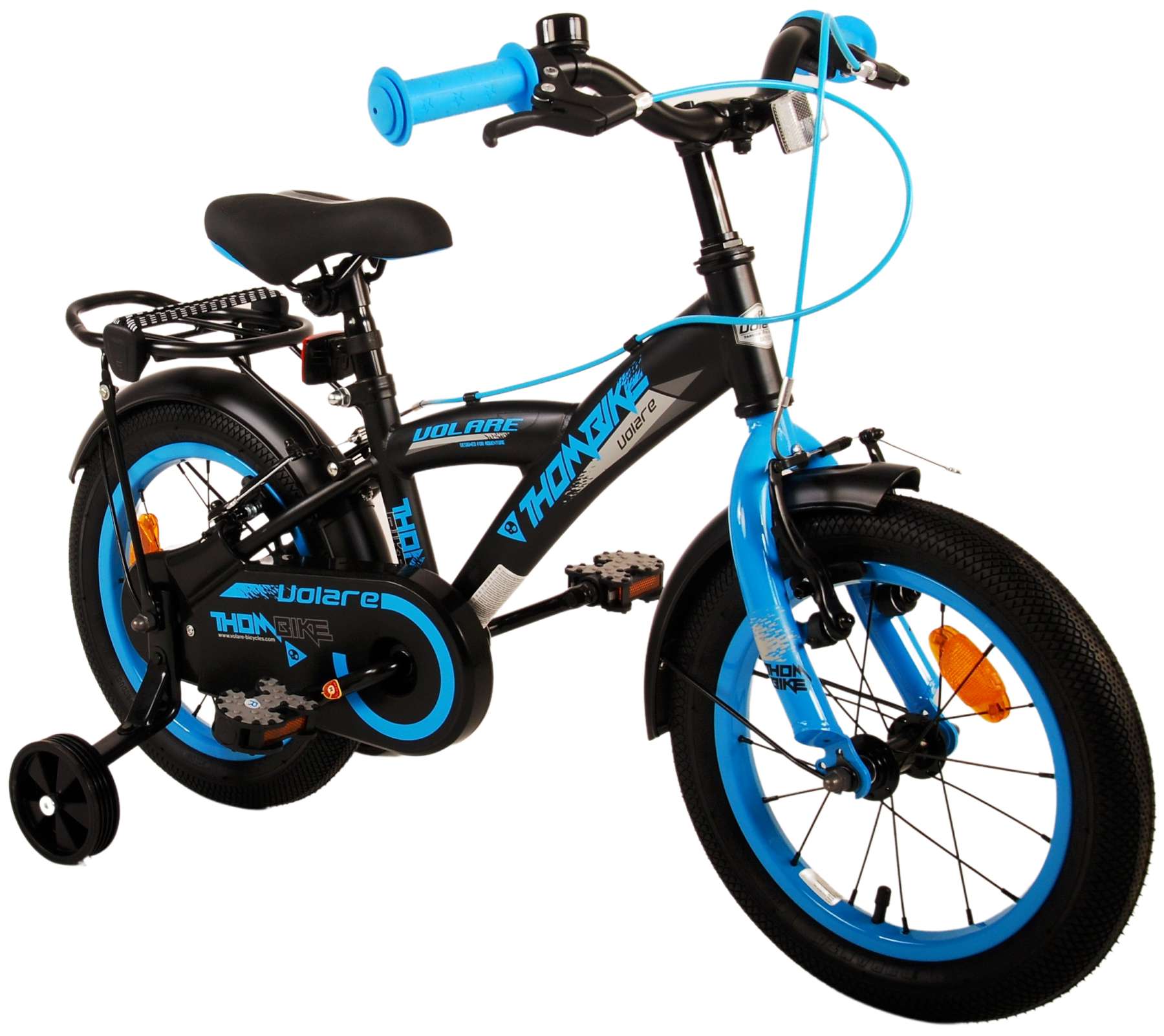 TPFSports Thombike Kinderfahrrad - Jungen - 14 Zoll - Rücktritt + Handbremse - Schwarz/Blau