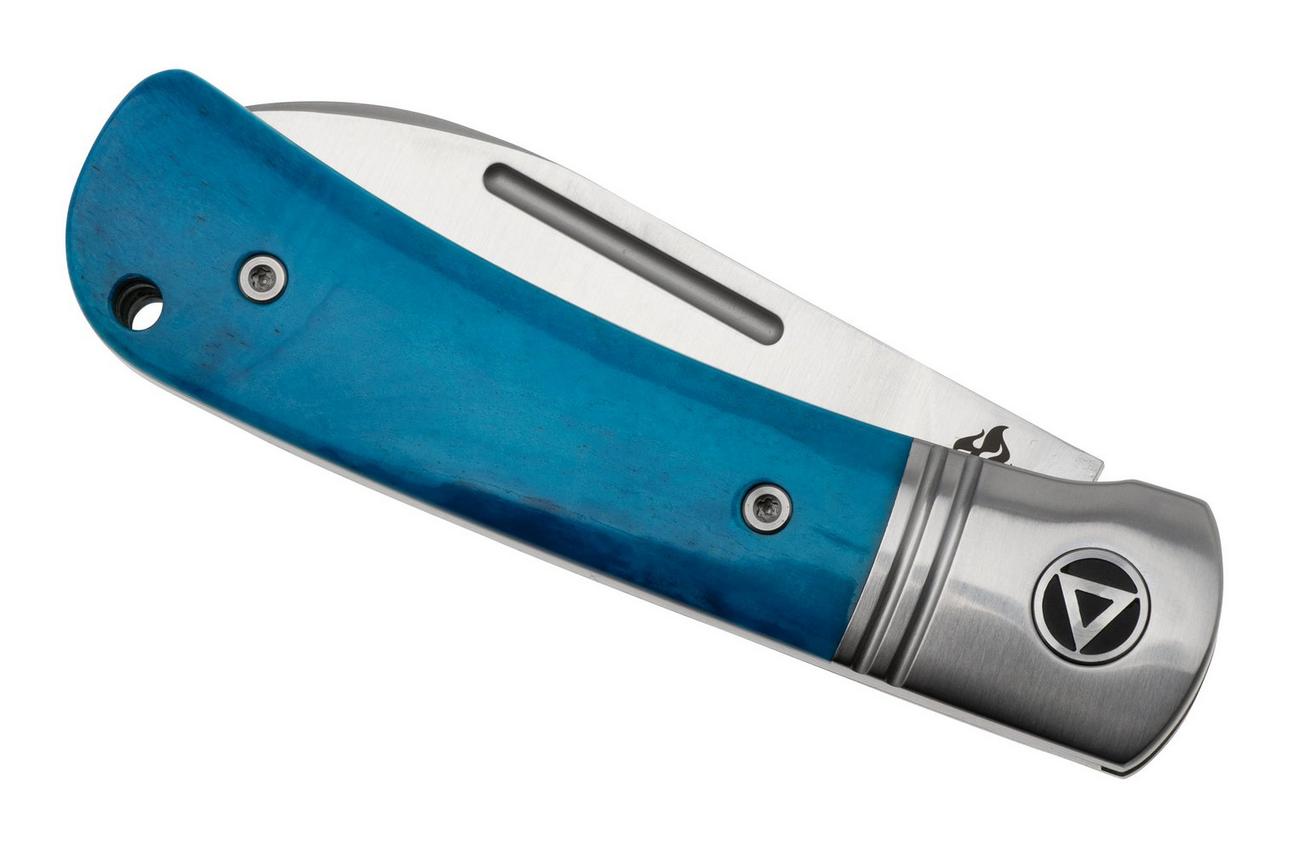 QSP Knife Hedgehog Spear Point 142SP-D, Satin 14C28N, Blue Bone, slipjoint zakmes