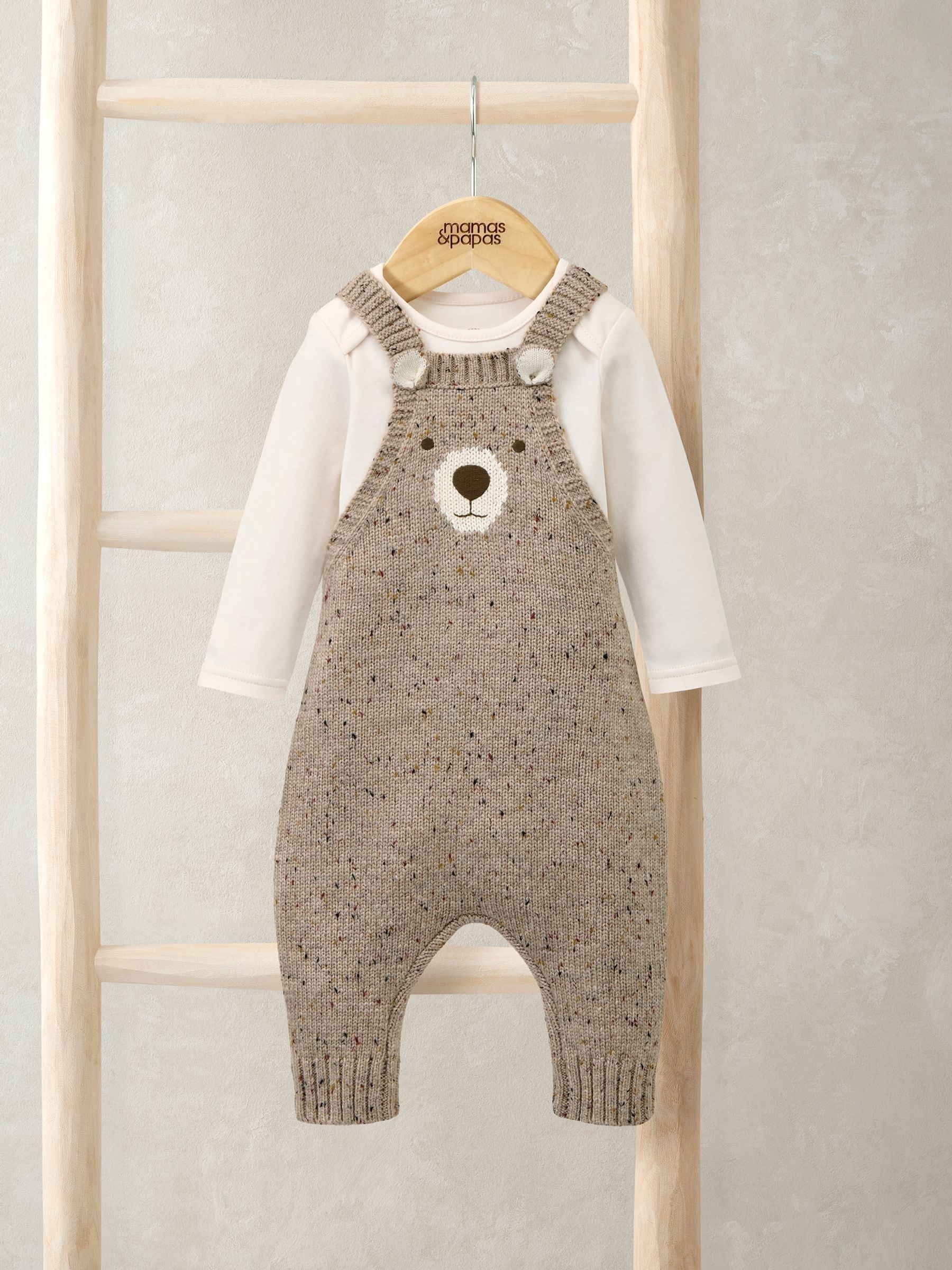 Mamas & Papas Mamas & Papa Knitted Bear Dungarees & Bodysuit Set