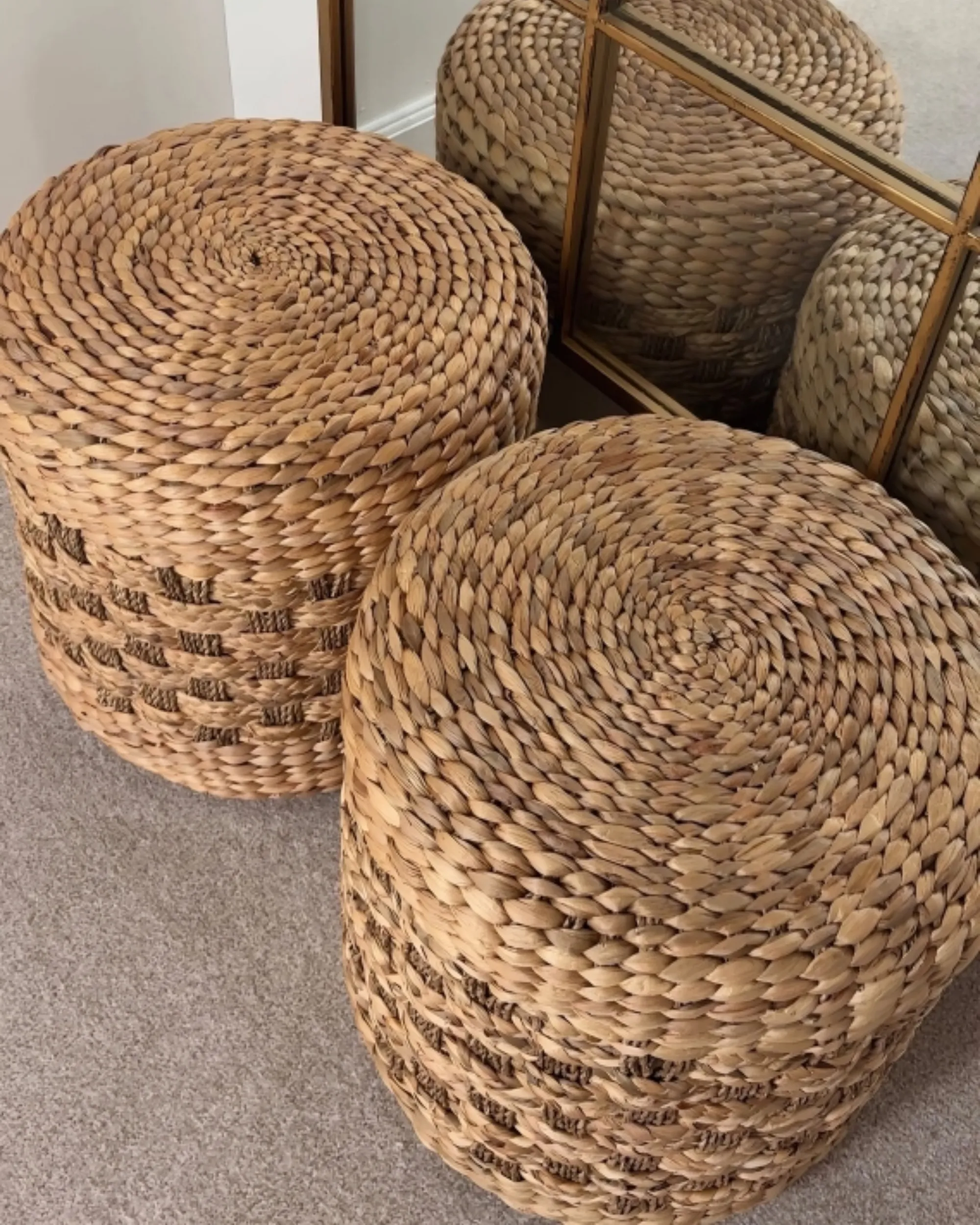 Poef BASSLET Wicker Beige