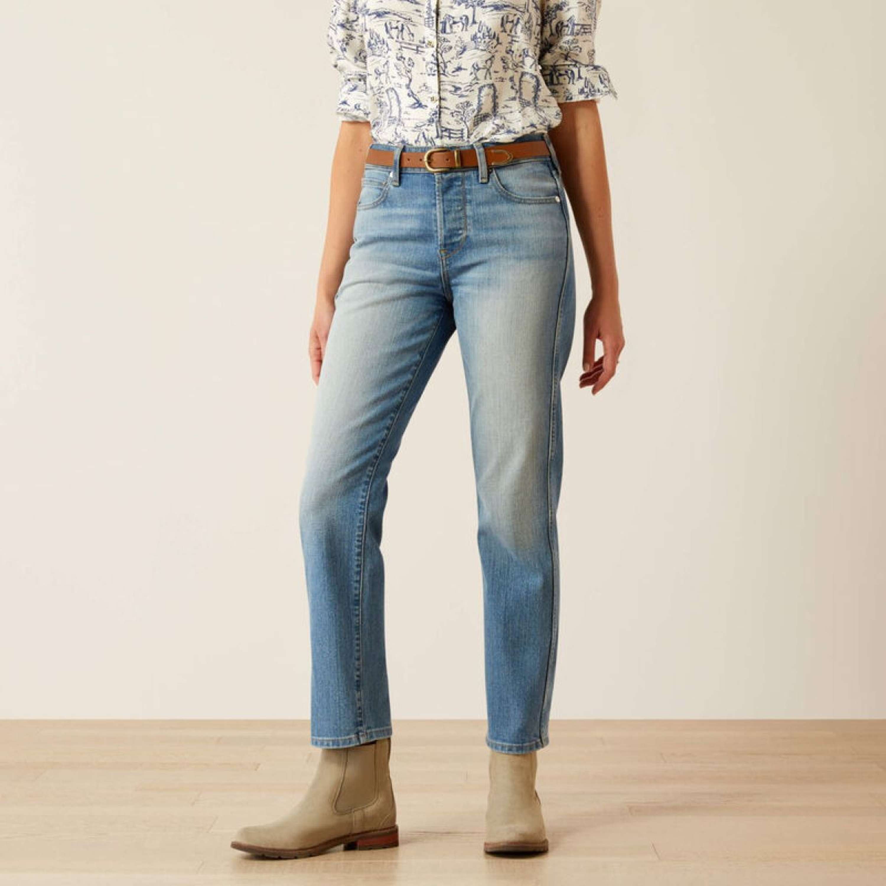 Ariat Jeans High Rise Bridle Slim Straight Leg Dames Abeline