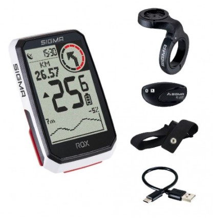 Sigma Sport GPS Computer ROX 4.0 med Pulsmåler Hvid