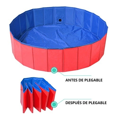 Tapete dobrável antiderrapante para animais de estimação DZL em PVC, nas cores vermelho e azul.