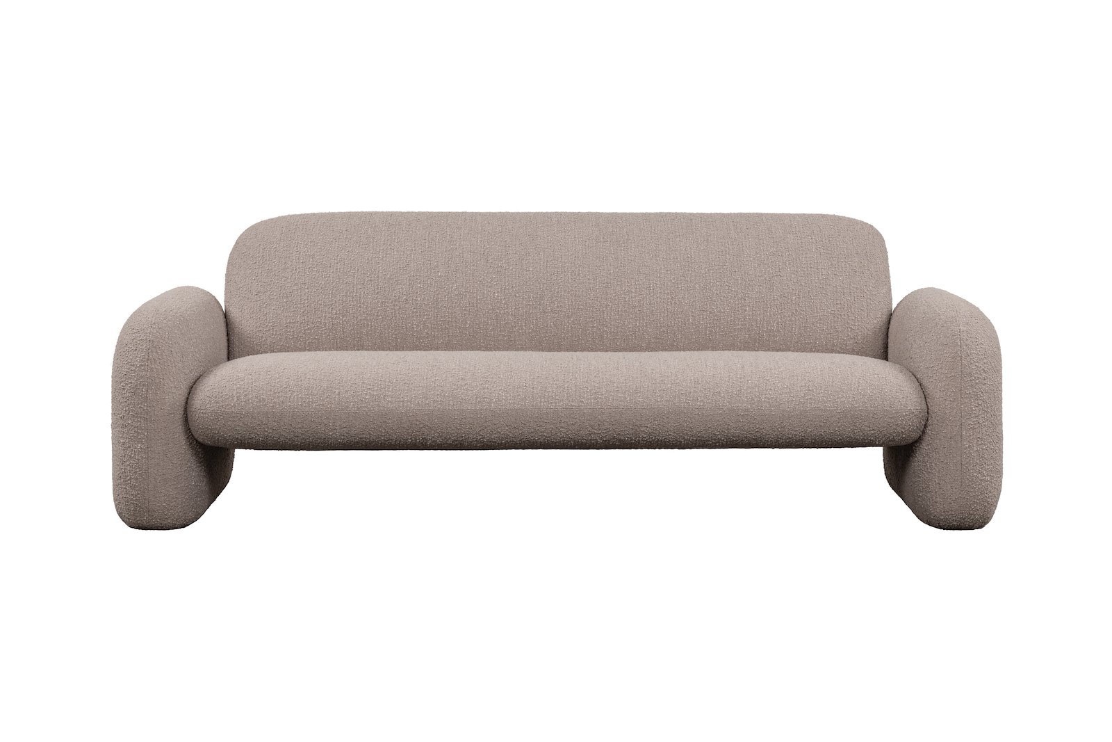 Bertie sofa 3-seter i tekstil Bouclé mink med ben i sort tre.