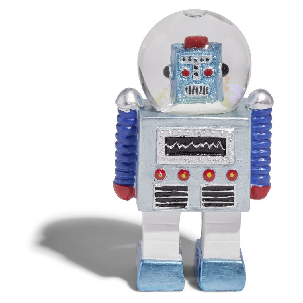 Robot avec tête boule à neige bleu H13cm
