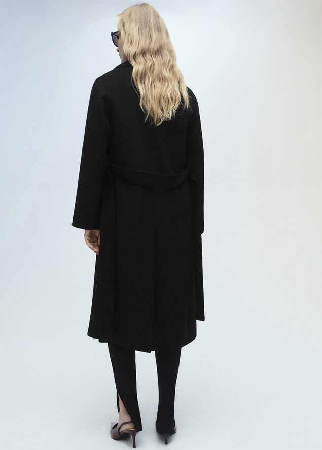 MANGO Belt handmade coat Black