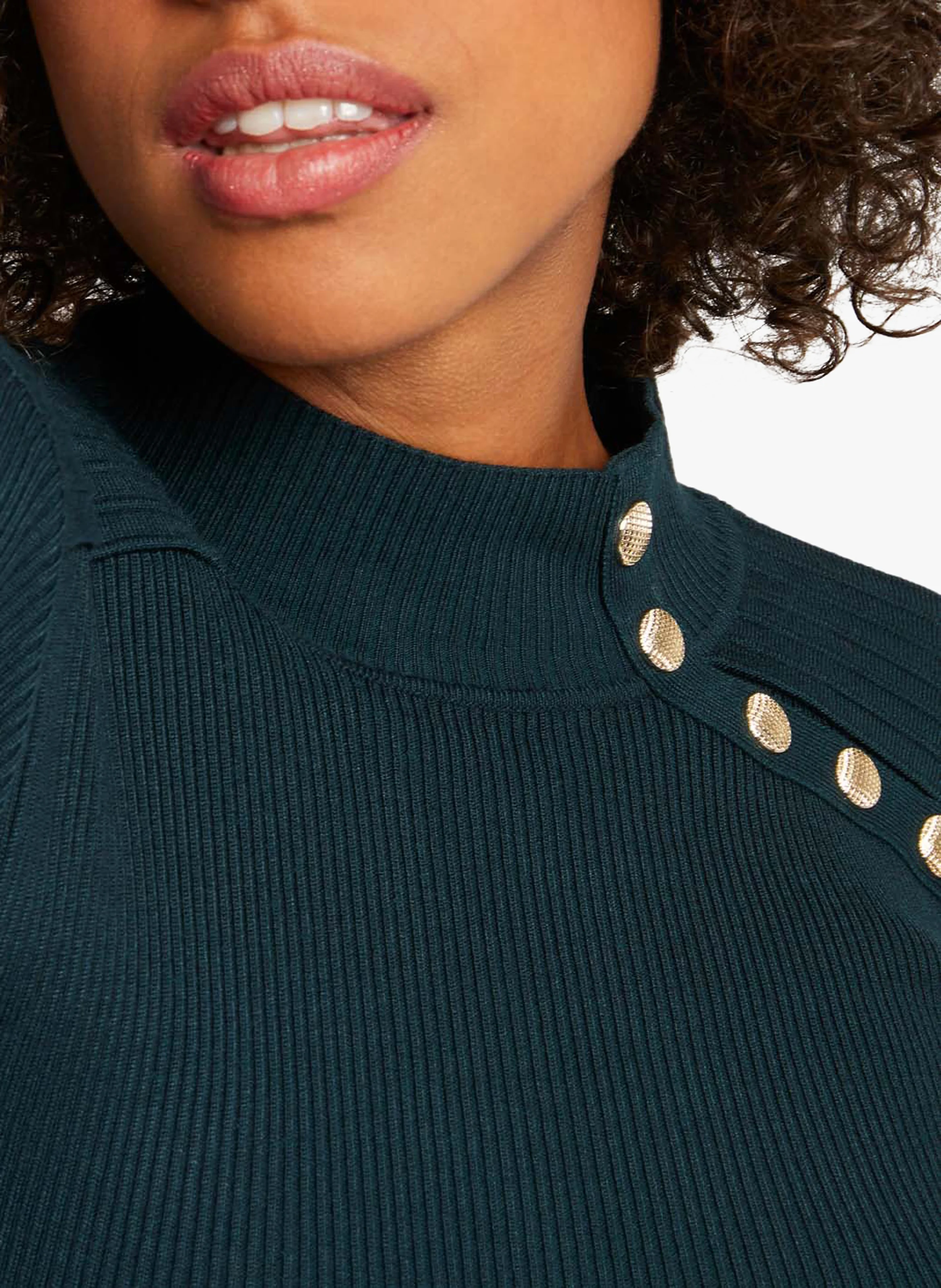 MAVAO.N - Pull col montant boutonné | Vert