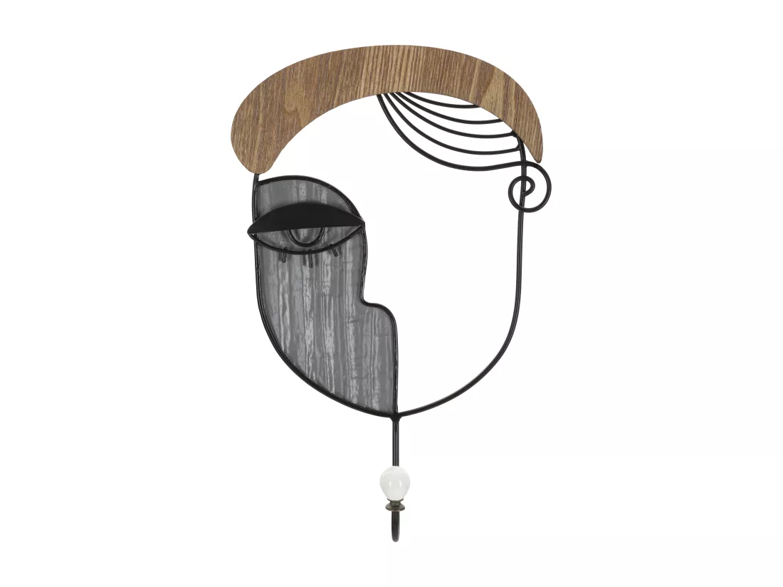 Porte-Manteau Mural PICASSY - Design Artistique en Métal et Bois Multicolore - Dimensions 22x6x35 cm - Matériaux MDF et Fer