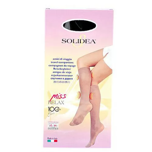 Solidea kompressions knæstrømpe - 100 den - sort - 1 par