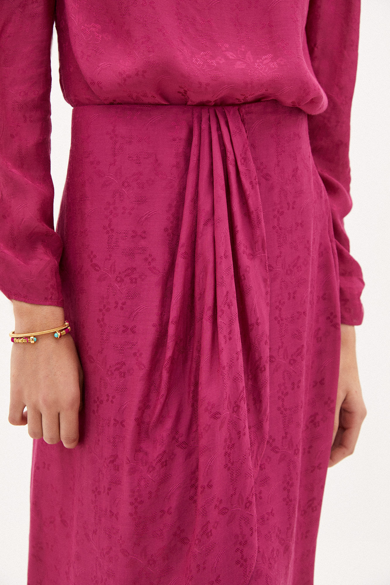Saia midi Pauline Jacquard - Rosa