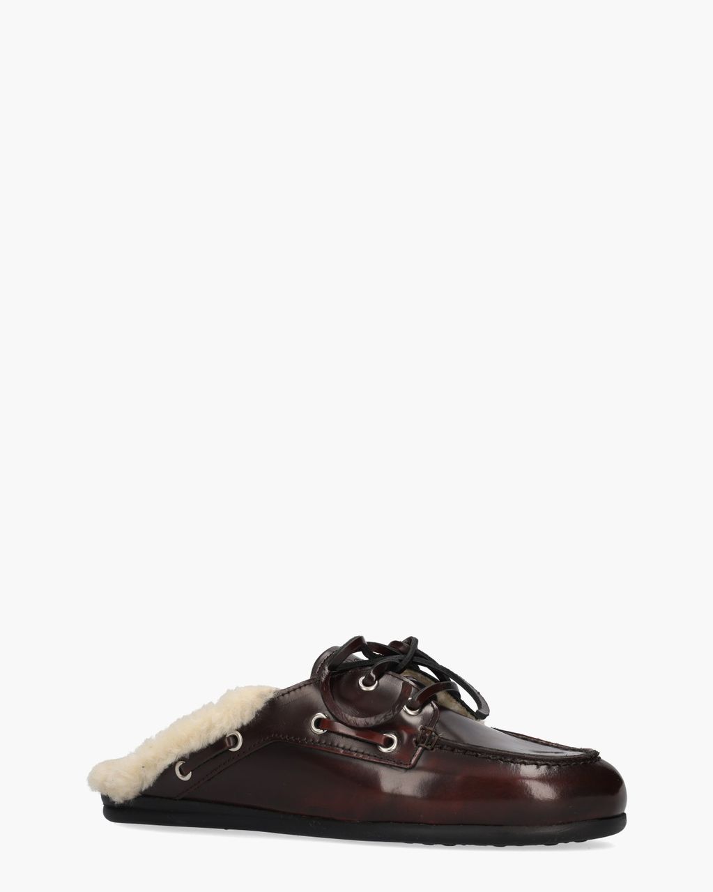 Posa Boat Loafer Mule Fur Bordeauxrood Damesslippers