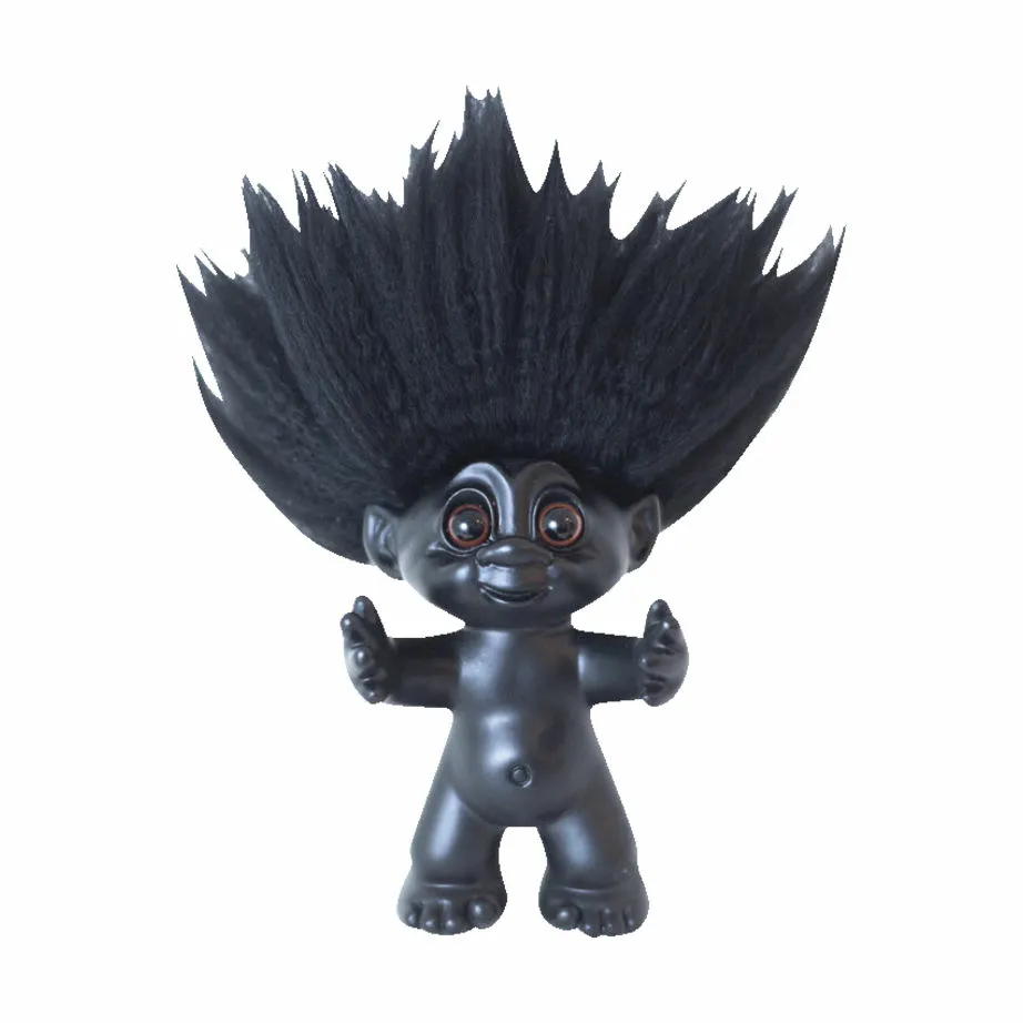 Lykketrold Figur Mat sort m. sort hår