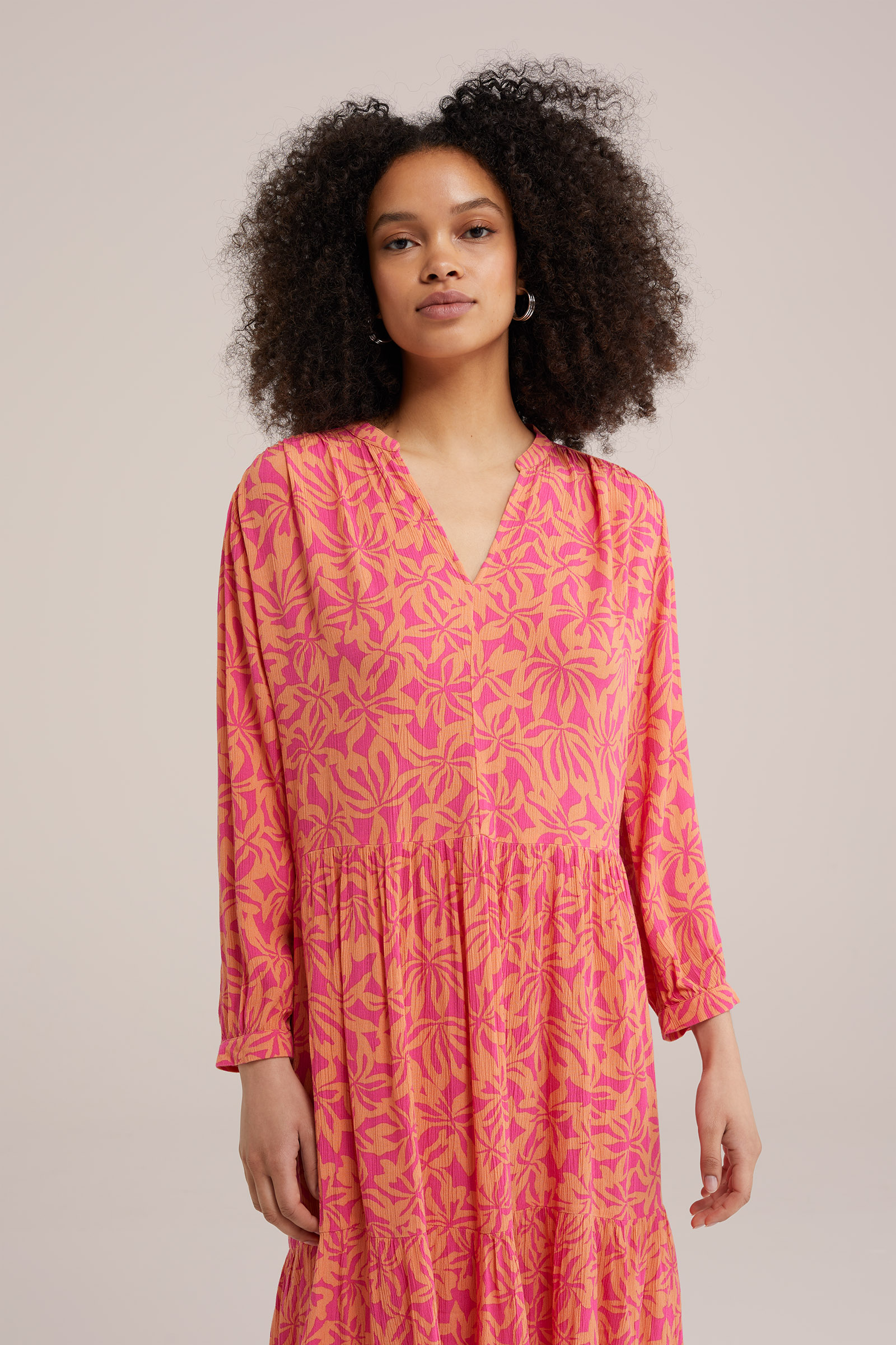 jurk met dessin WE Fashion Felroze