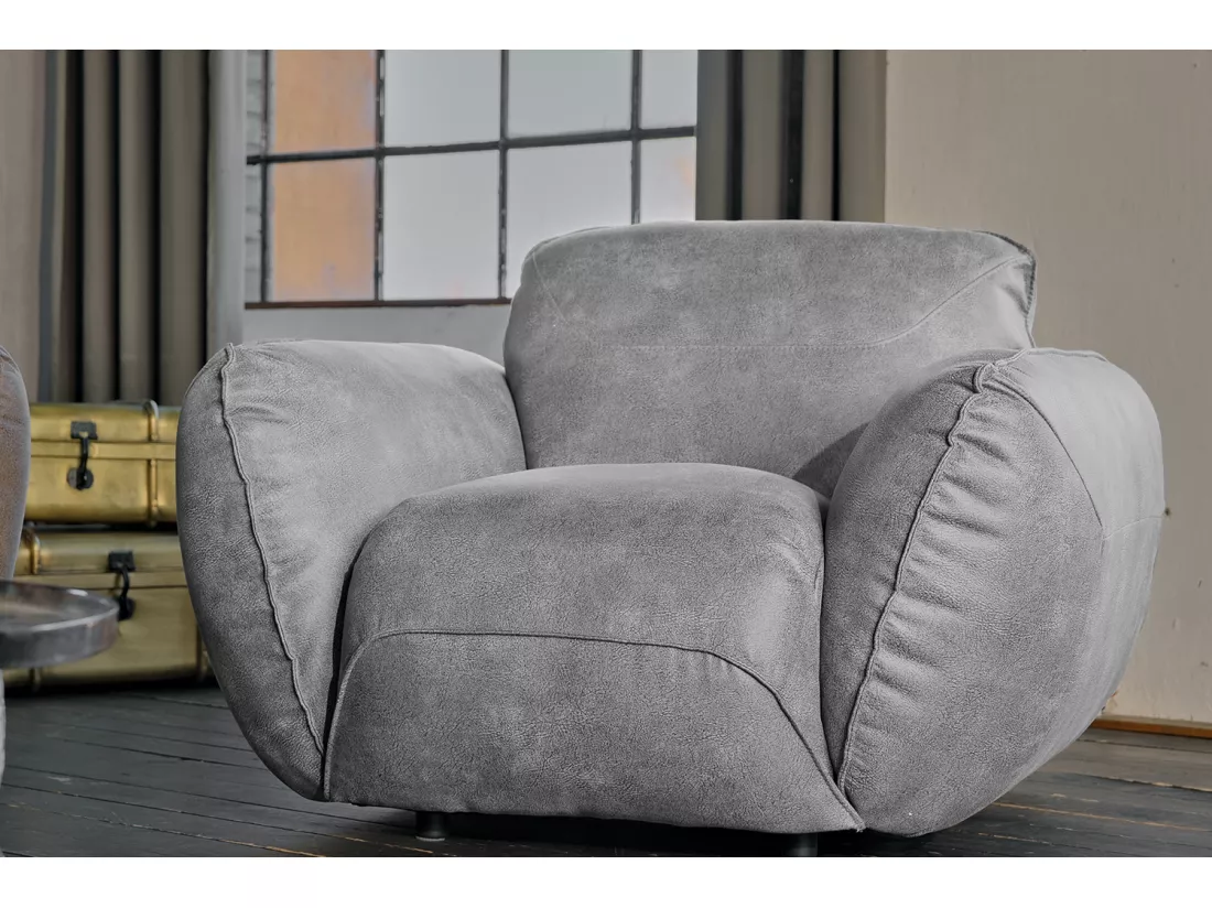 Fauteuil - Gris cuir - DAVITO