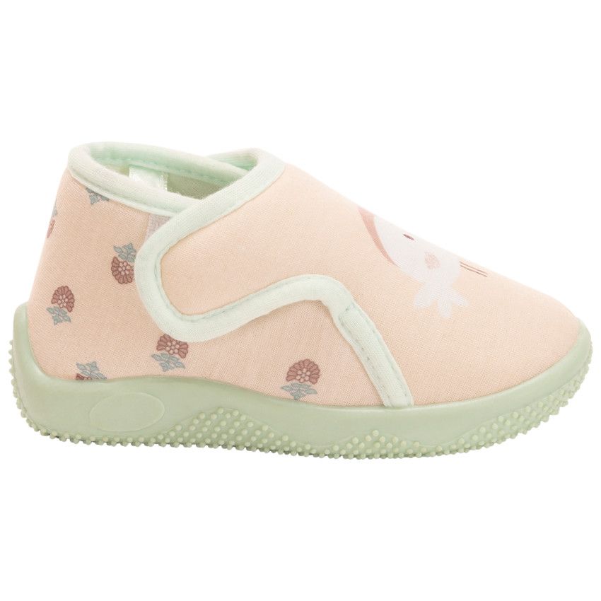 Chaussons bottillons velcro print oiseau pour bébé fille - Rose