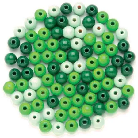 Glorex Holzperlen Mix grün, 6 mm, 118 Stück