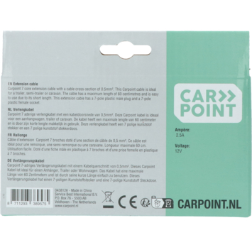 Carpoint trailer verlengkabel 7p stekker - 7p stekkerdoos