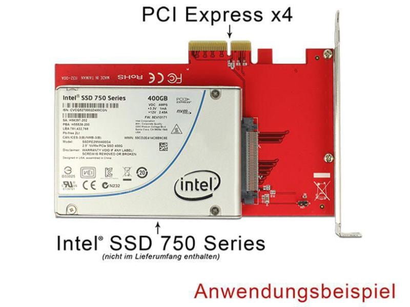 Delock Host Bus Adapter Controller PCI-Express-X4 - U.2, 2. Delock PCI Express x4 Karte > 1 x intern U.2 NVMe SFF-8639