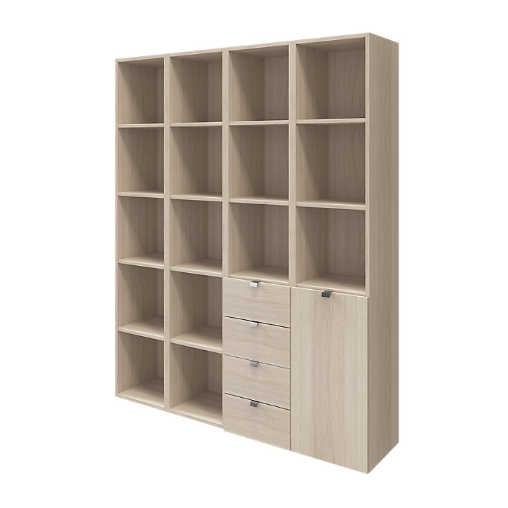 Étagère bibliothèque avec tiroirs et porte effet chêne GoodHome Atomia H. 187,5 x L. 150 x P. 37 cm