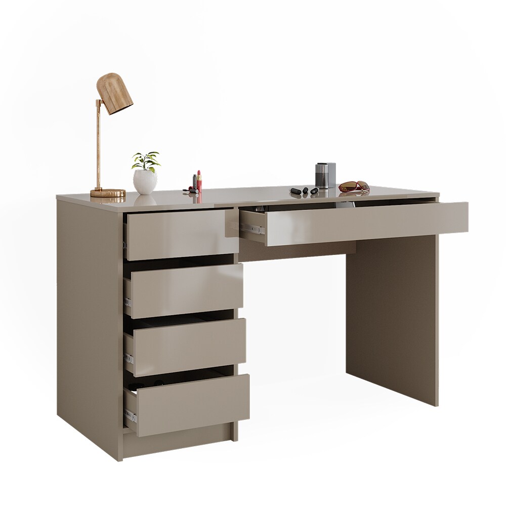 Vicco Schminktisch Sherry Greige Hochglanz 120 x 75 cm 5 Schubladen