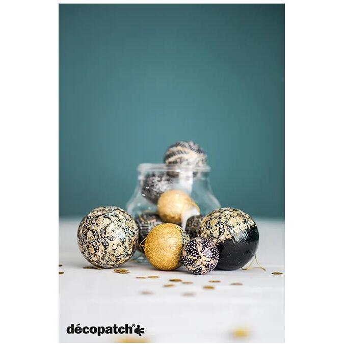 Sachet de 6 boules avec cordon doré 6cm - Kraft