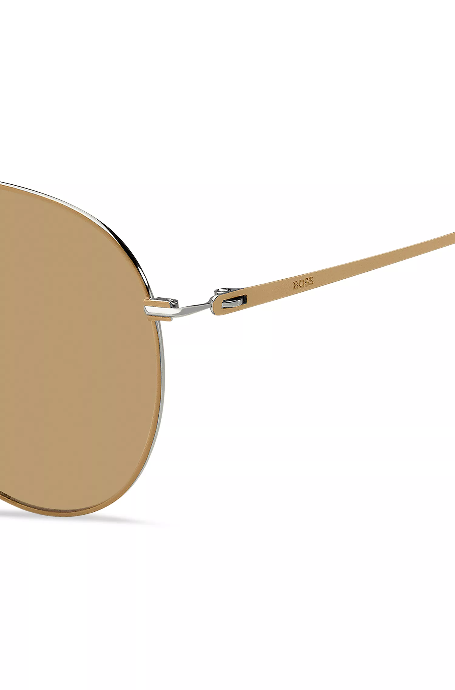 Óculos de sol BOSS Black-Camel em aço leve.