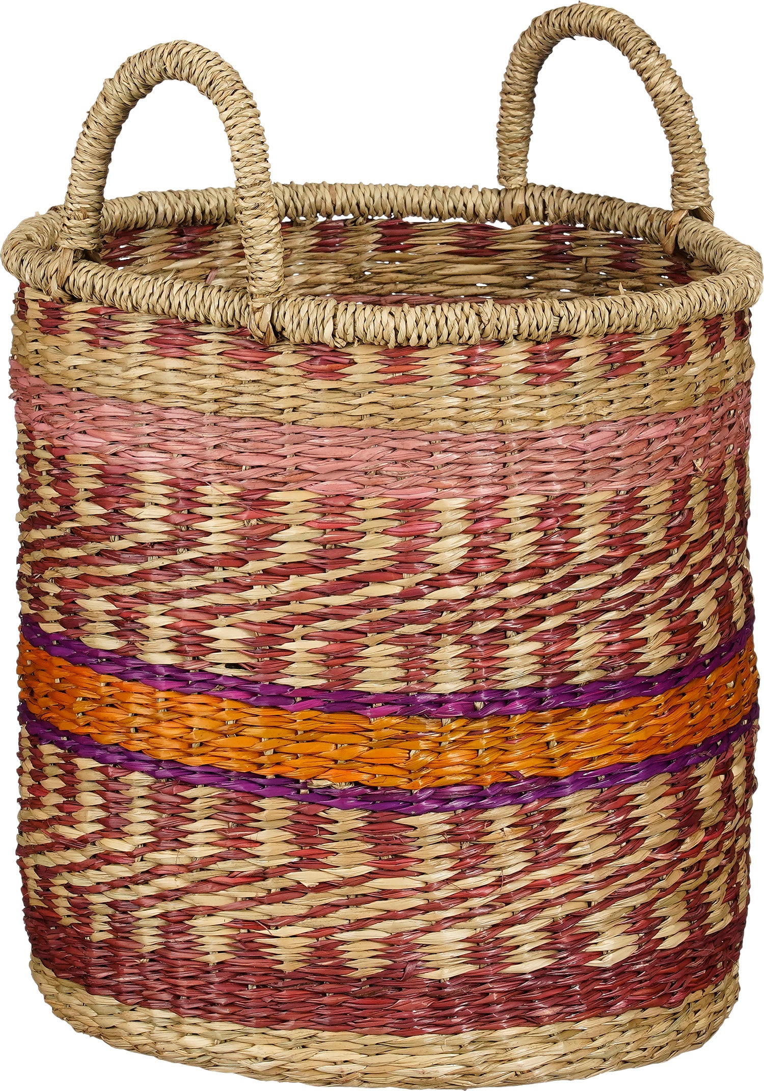 Mica Decorations opbergmand Olivia naturel / paars / rood D 29 H 32 cm