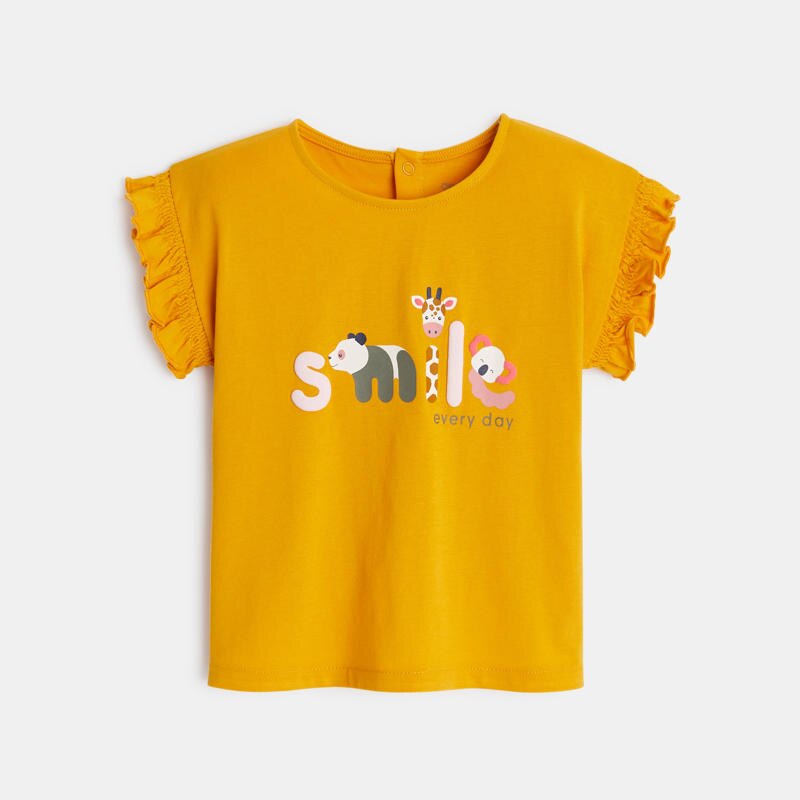 T-shirt manches smockées jaune bébé fille Jaune