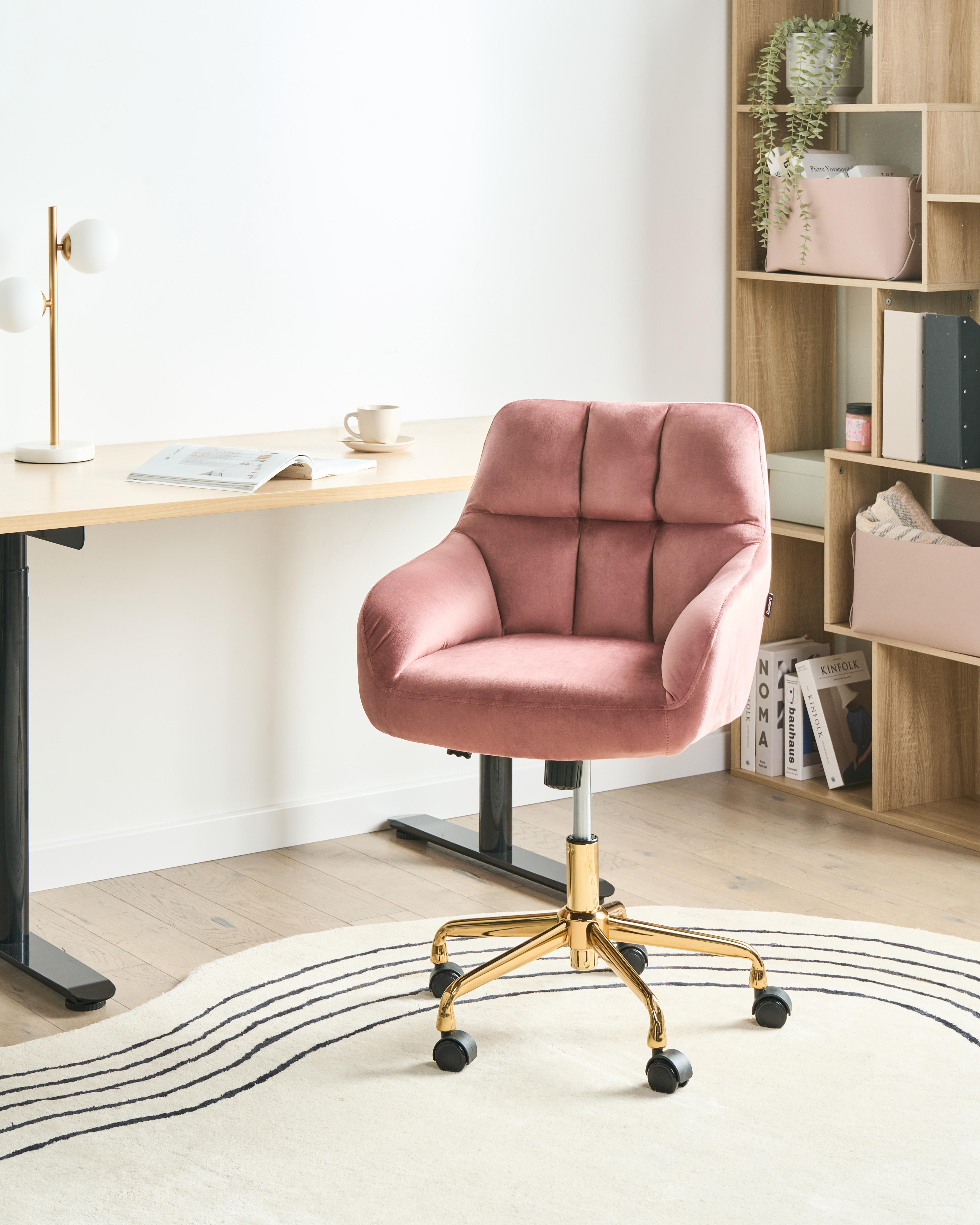 Bureaustoel PALMDALE Fluweel Roze