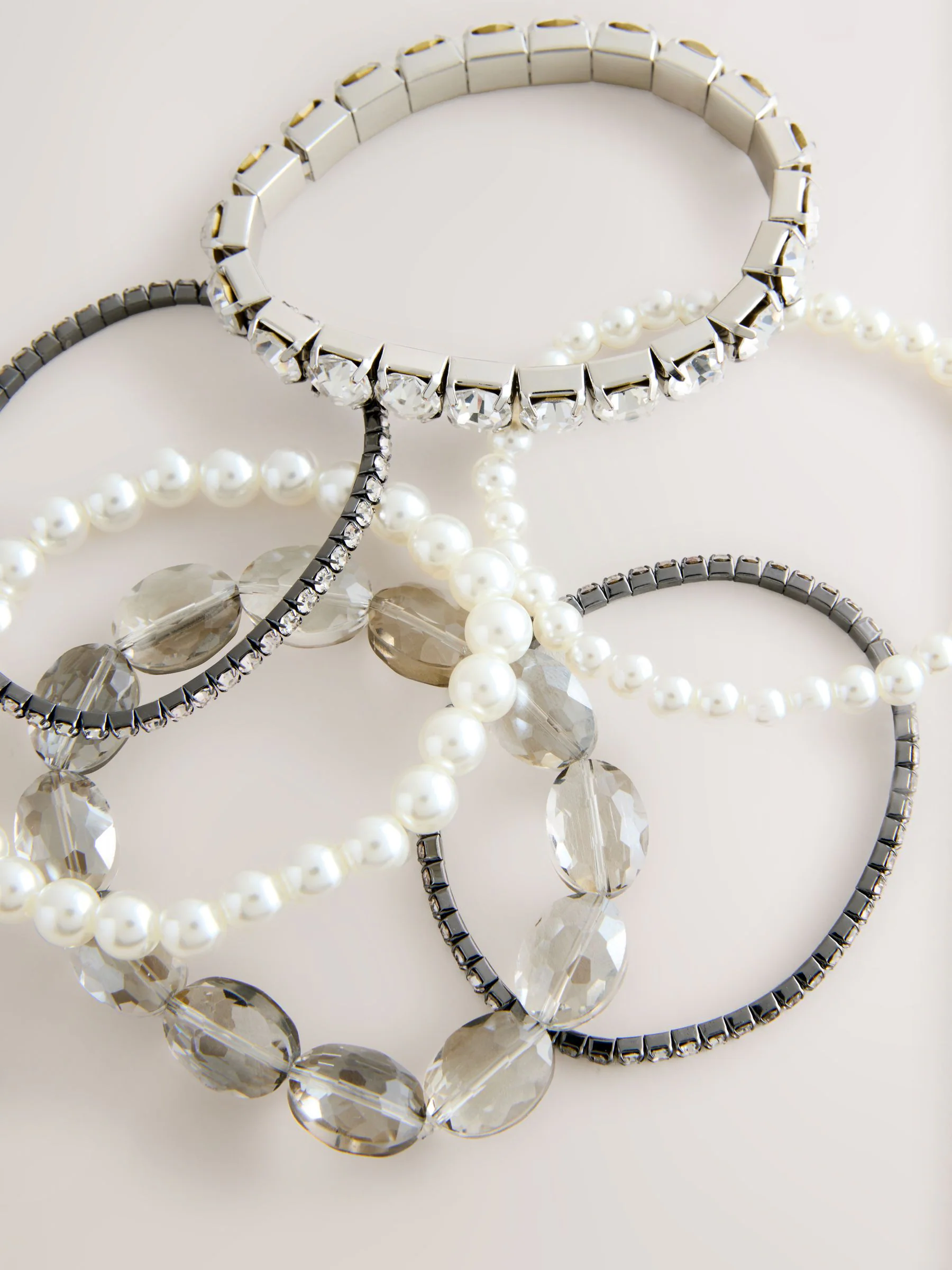 Parelwit - Pearl Effect Sparkle Stretch Bracelet Pack
