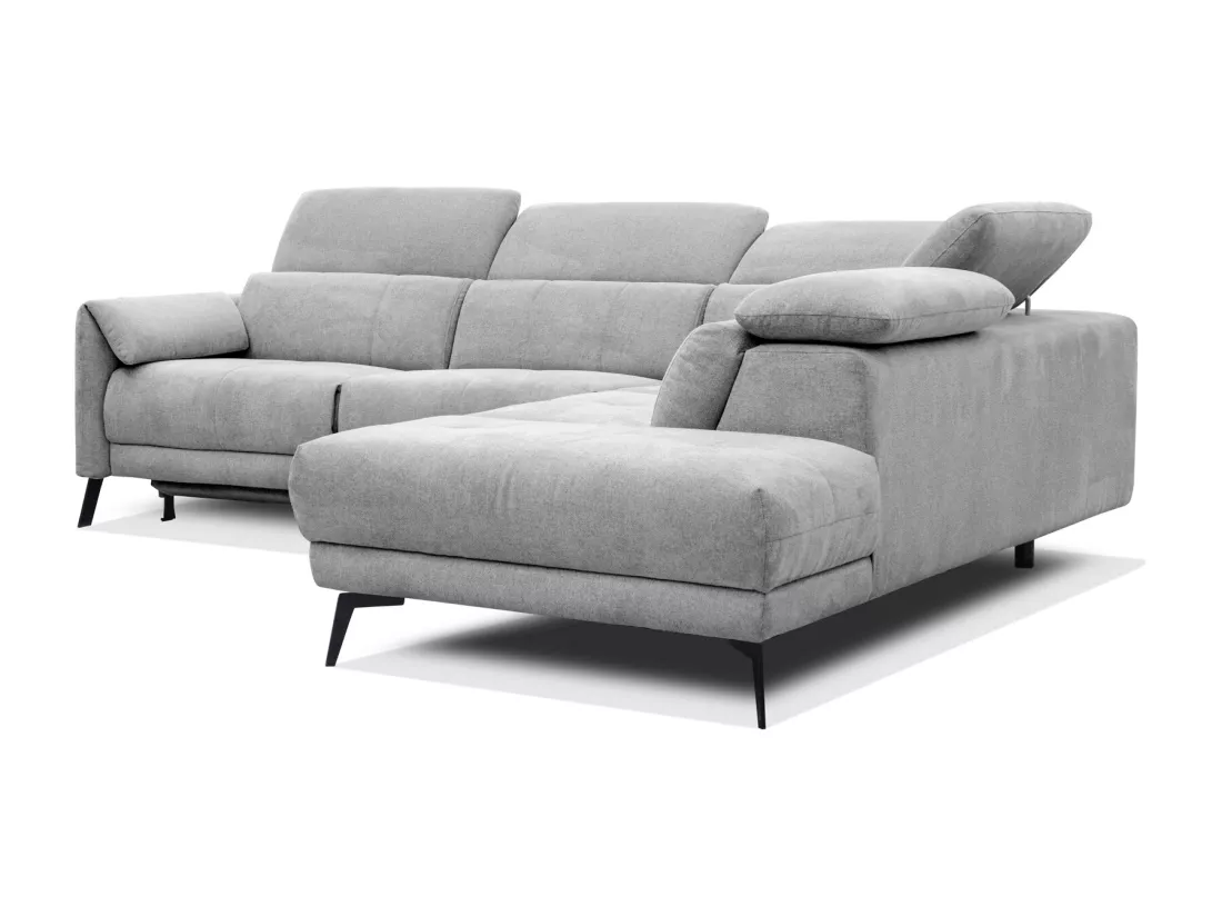 Canapé d'angle 5 places avec un relax électrique tissu gris - SCALA
