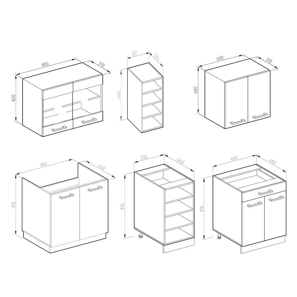 Vicco Küchenzeile Küchenblock Einbauküche R-Line J-Shape Anthrazit Rot 160 cm modern Küchenschränke Küchenmöbel