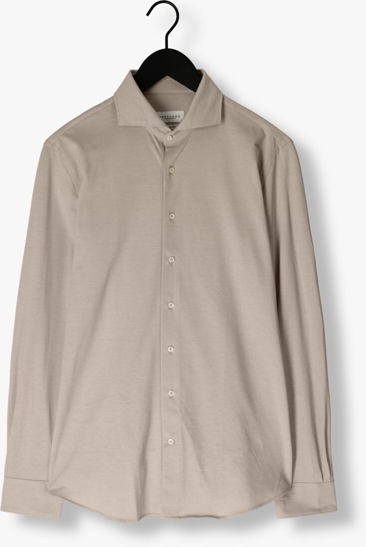 beige profuomo klassiek overhemd shirt x-cutaway japanese knitted