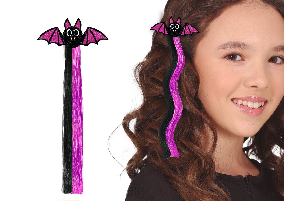 Vleermuis Hair Extension Zwart Paars 40cm