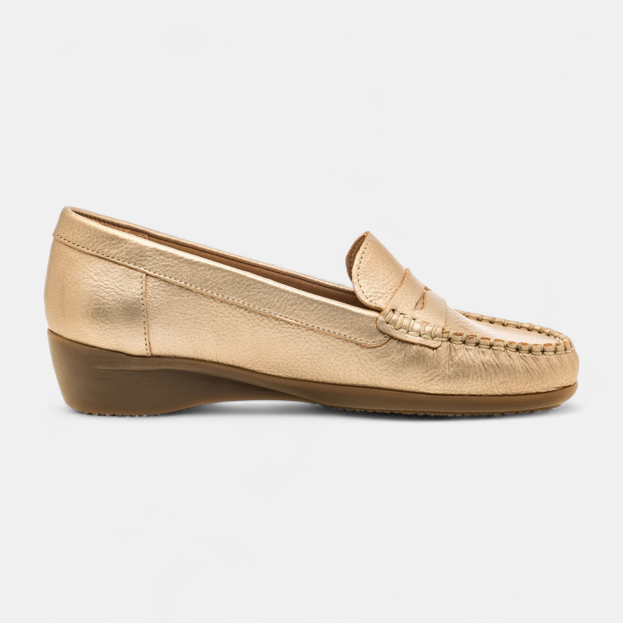 Mocassins pieds sensibles Femme en cuir or