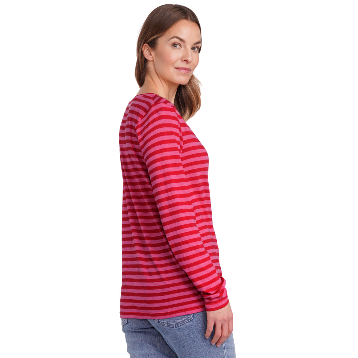 Gina Benotti Damen Langarmshirt im Streifen-Look rot / pink