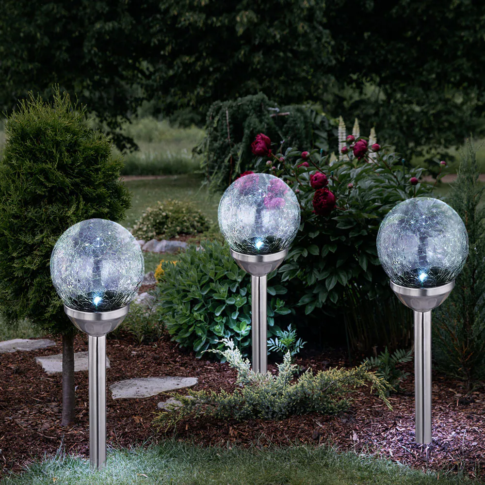 LED Solarleuchte, IP44, Erdspieß Glas, Akku, H 55cm