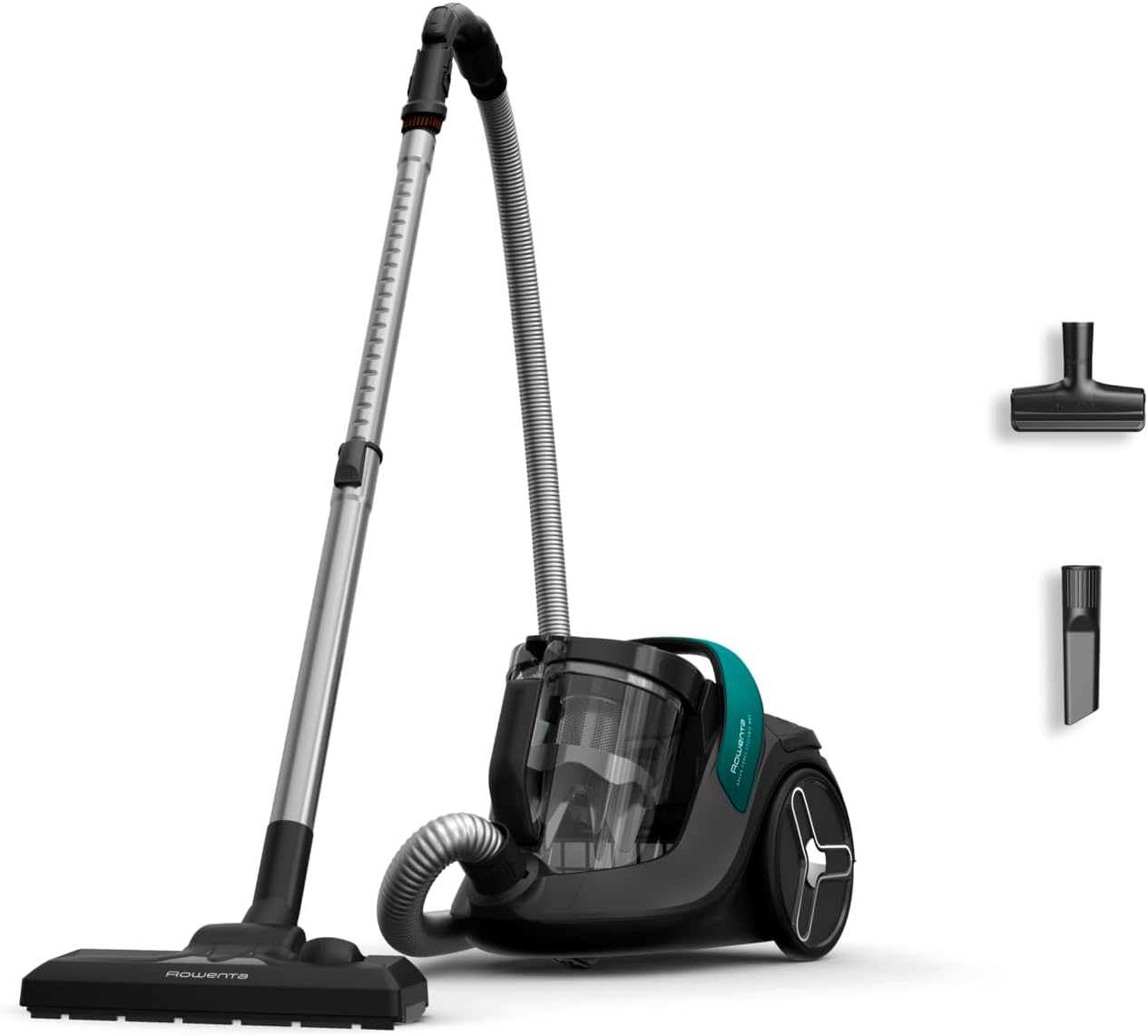 Rowenta Green Force Cyclonic Max Bodenstaubsauger ohne Beutel, 900 Watt Motor, 73 Dezibel, 2,5 Liter Fassungsvermögen, 9 m Reinigungsradius, Öko-Design, Schwarz-Grün, RO7B12