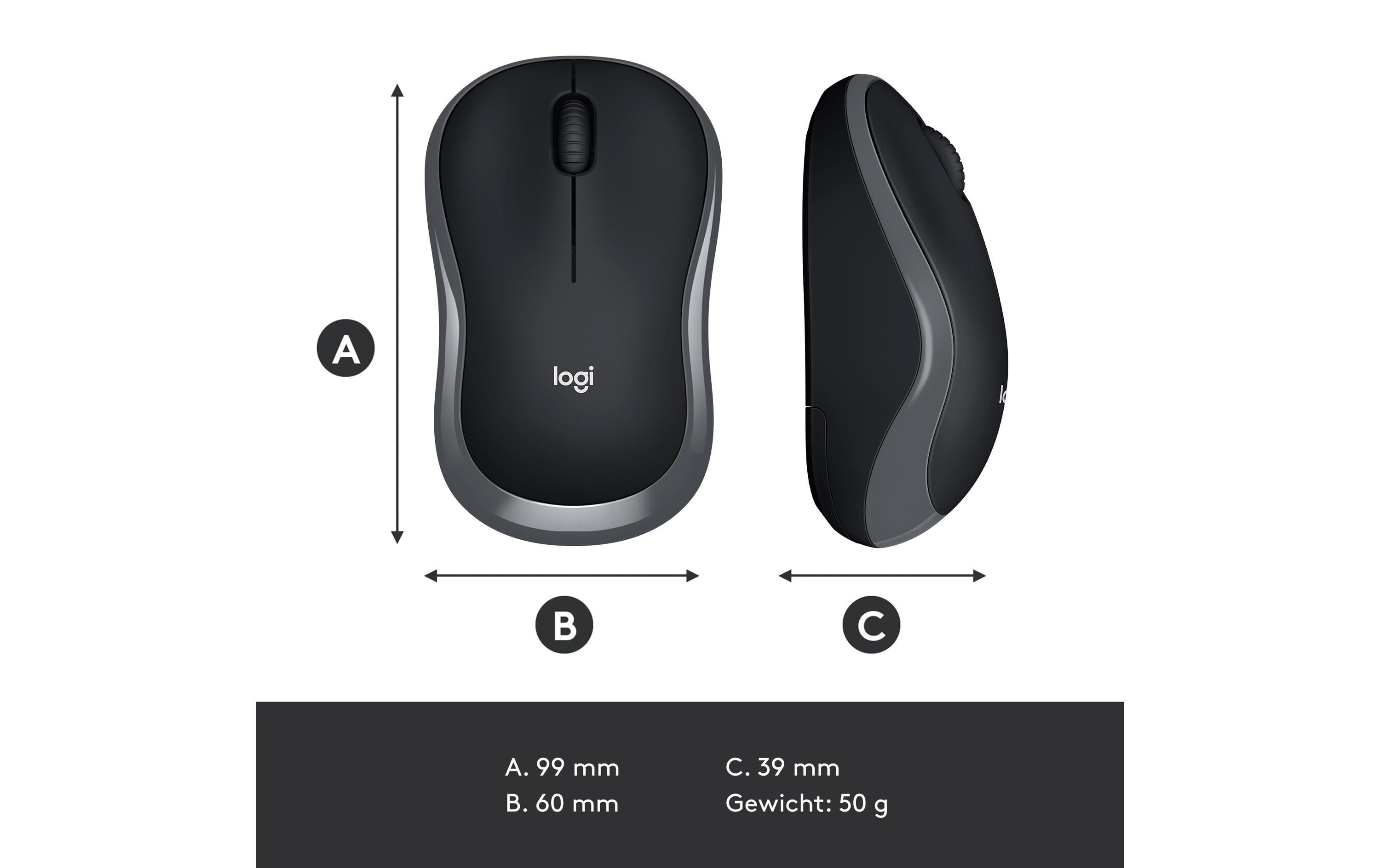 Maus M185 WirelessKabellose Notebookmaus mit Nano-Empfänger, USB