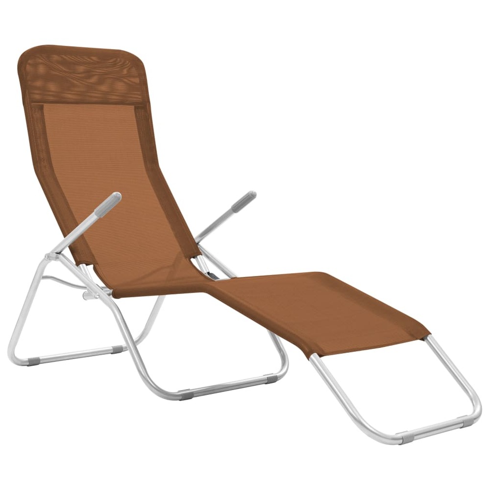 Chaises longues pliables 2 pièces 142 cm textilène taupe