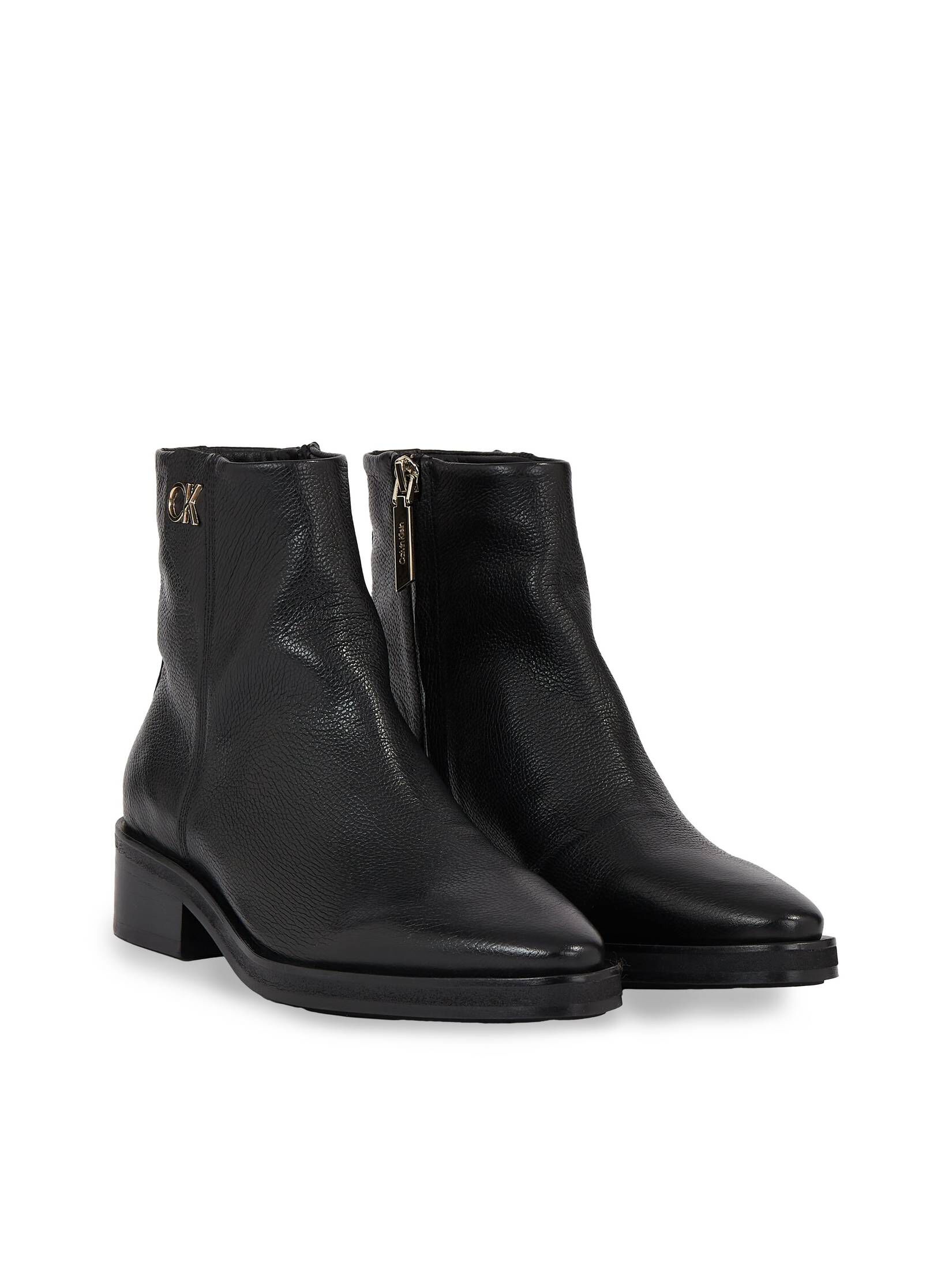 CALVIN KLEIN| Damen Stiefeletten aus Leder TAPERED BLOCK HEEL BOOT