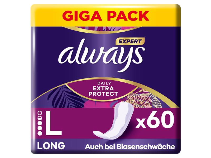 Always Slipeinlage Expert Daily Protect Long 60 Stück Hochwertige Einlagen mit saugfähigem Kern