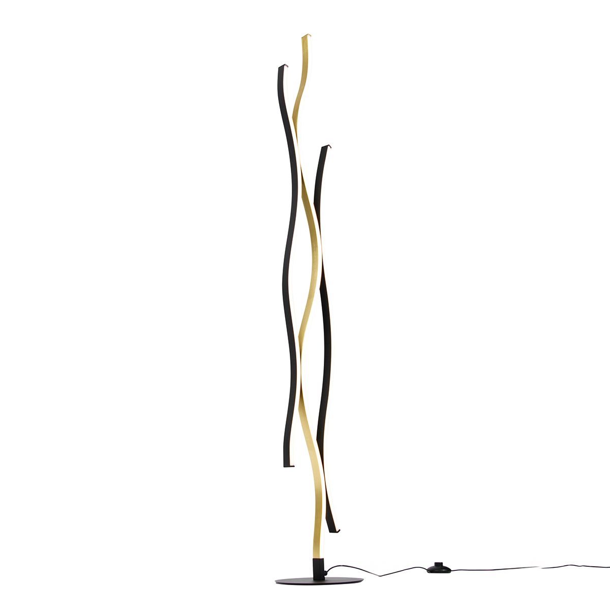 Design vloerlamp zwart met goud incl. LED dimbaar - Blaze