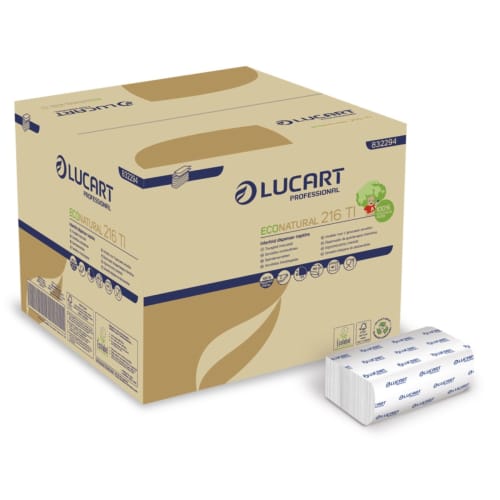 Serviette papier enchevêtrée 16 x 24 cm 2 plis Econatural 216 TI havane Ecolabel Lucart